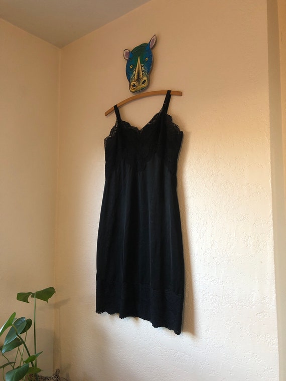 Vintage Bel-Air slip black dress, size 38 regular - image 4