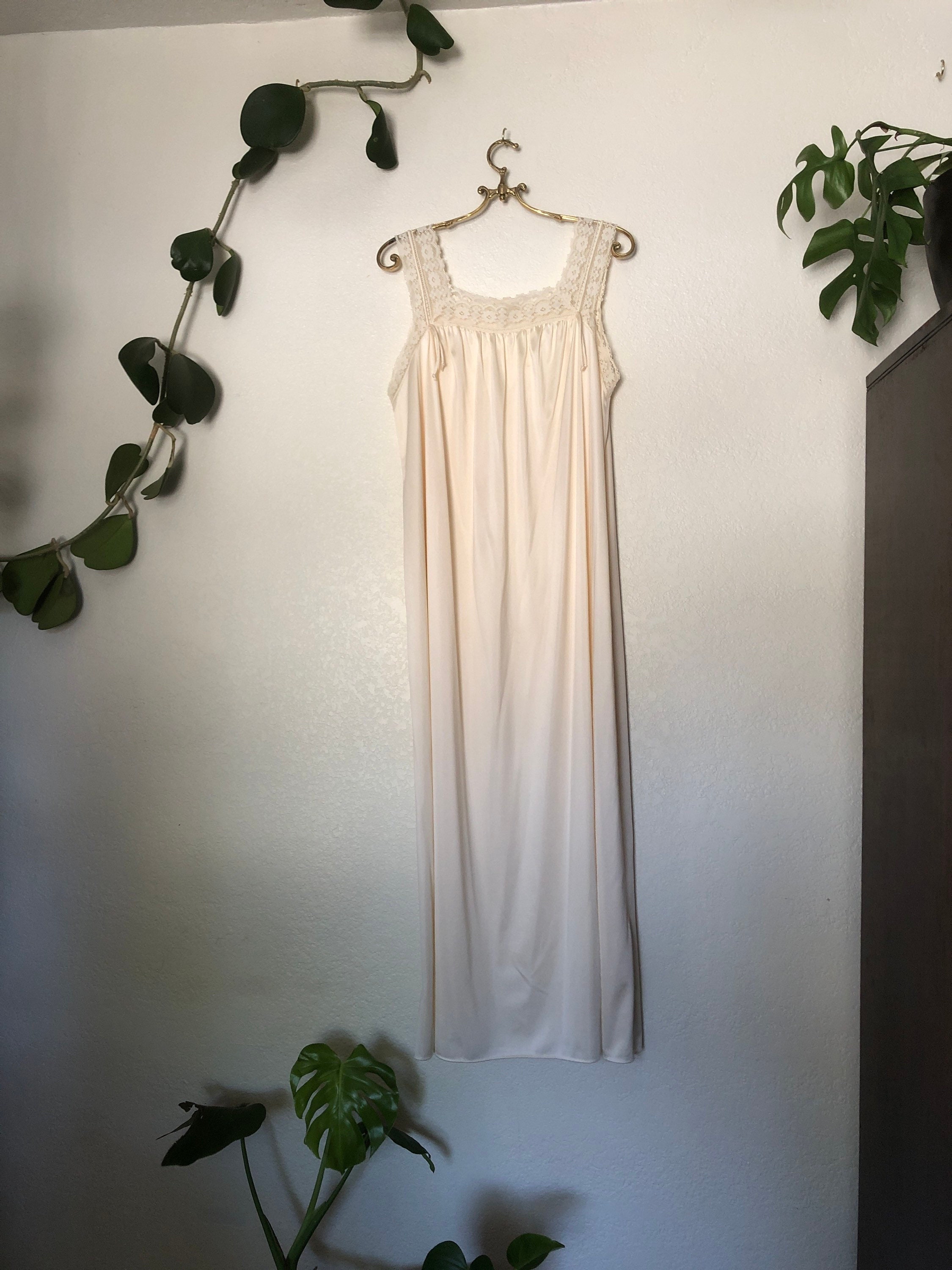 Vintage Cream Night Gown and Robe Set, Size L - Etsy