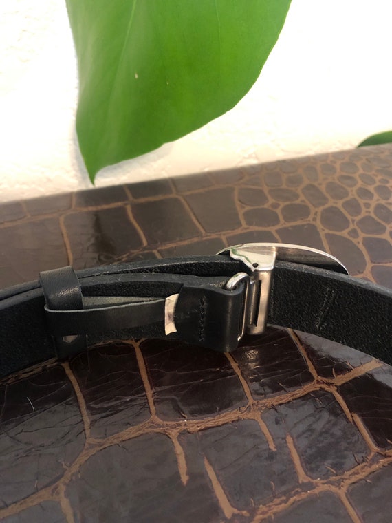 Vintage Ann Taylor black leather belt, Size M - image 7