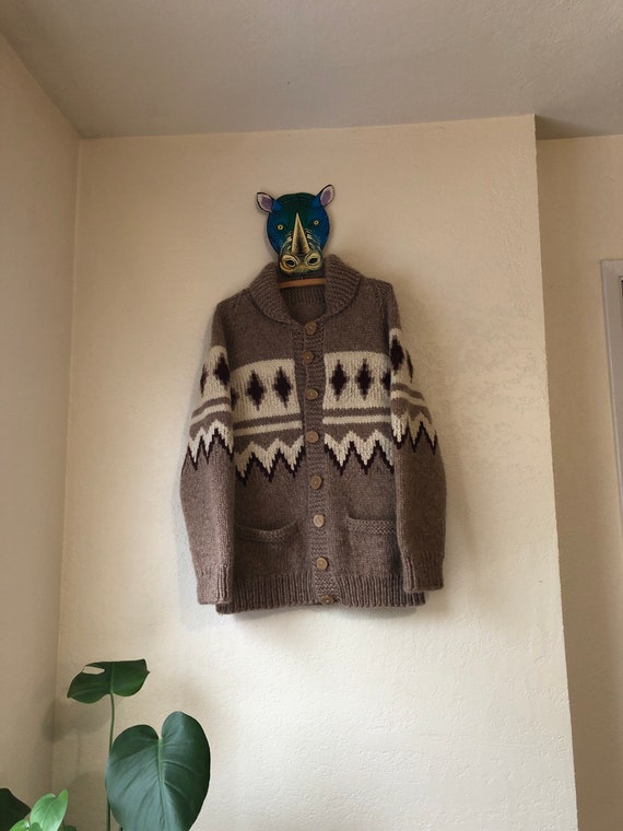 Handmade 100% wool cardigan, size L, made in Peru - image 5