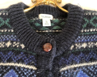 Vintage LL Bean cardigan (L), 100% wool, made in Norway