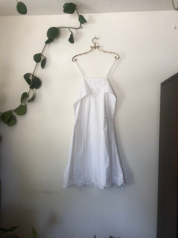 Vintage French cotton white slip dress, size L