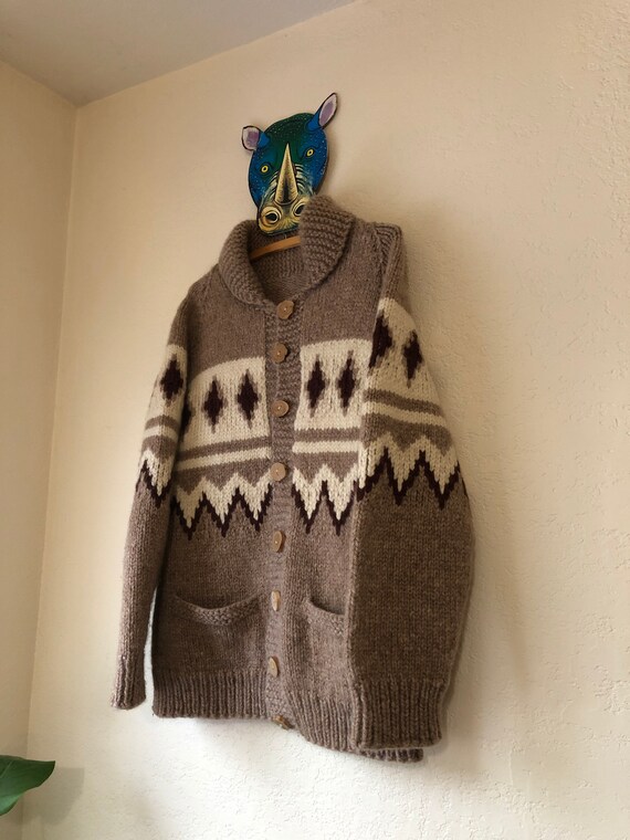 Handmade 100% wool cardigan, size L, made in Peru - image 2