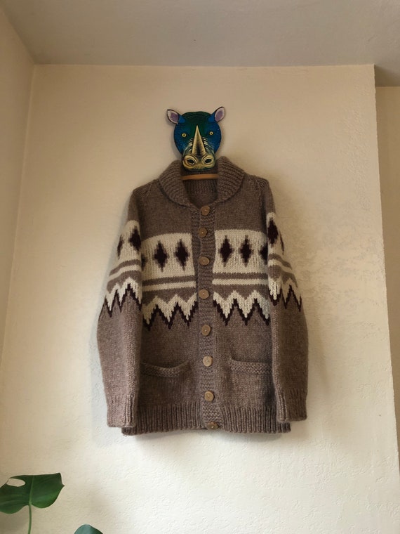 Handmade 100% wool cardigan, size L, made in Peru - image 4