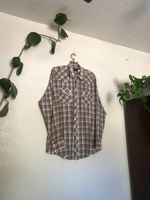 Original vintage western plaid shirt, size XL