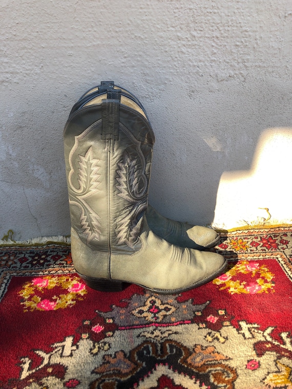 Vintage Sanders cowboy boots, gray cowboy boots, m