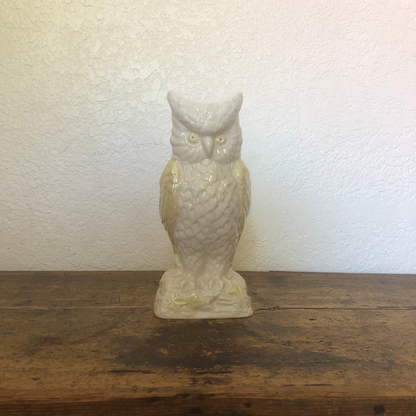 Vintage Irish BELLEEK owl vase