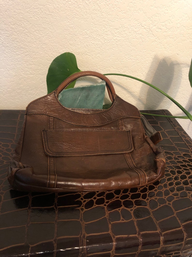 Vintage leather brown bag image 3