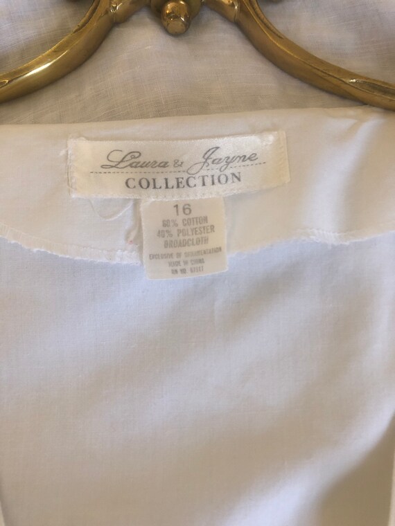 Vintage white cotton/polyester blouse, size L (16) - image 3