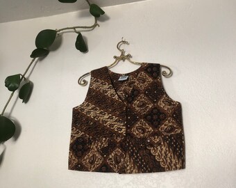 Vintage African print blouse, size Small