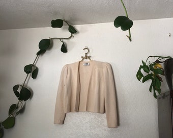 Vintage St.John cream knit short cardigan, size S