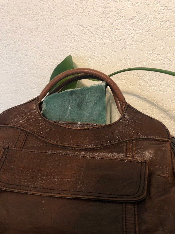 Vintage leather brown bag - image 4
