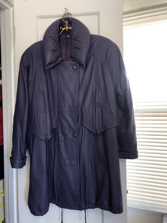 Vintage ECHTES LEDER purple leather jacket, pillo… - image 9