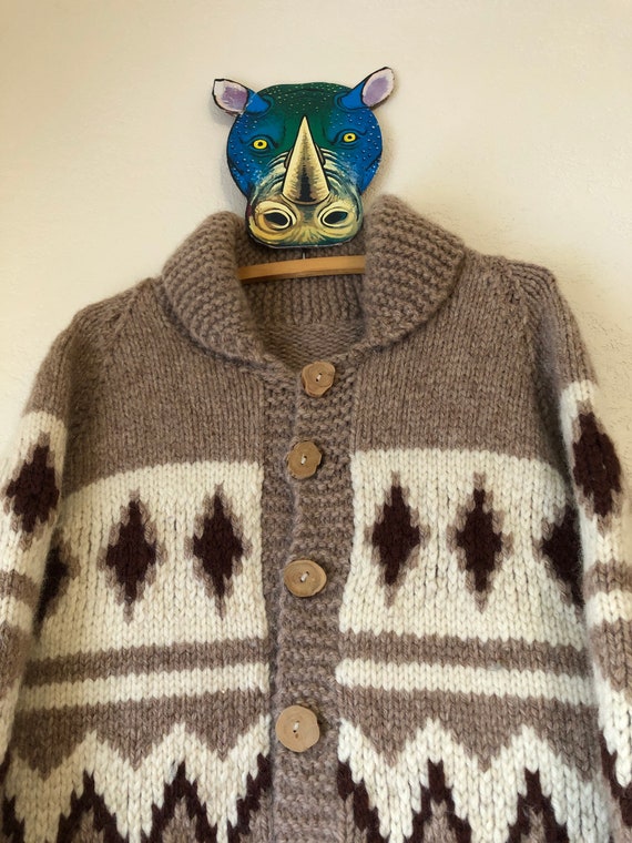 Handmade 100% wool cardigan, size L, made in Peru - image 3