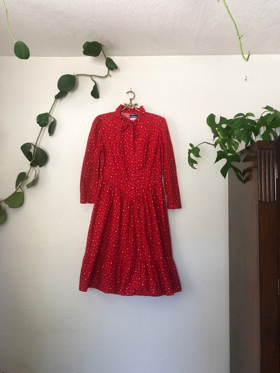 Vintage red Avon Fashion dress, long sleeves, size