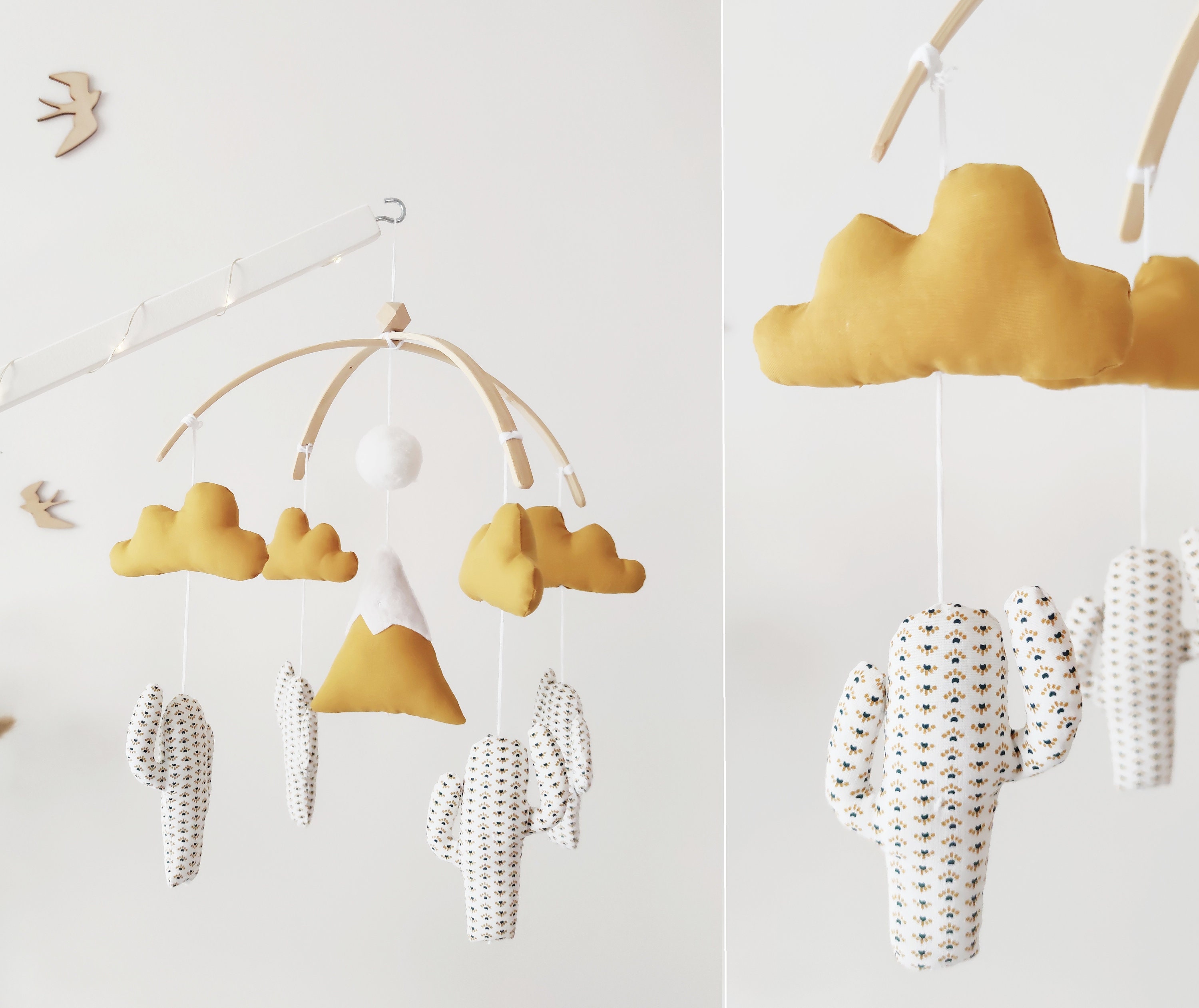 Mobile Cactus Jaune Pour Décoration de Chambre d'enfants