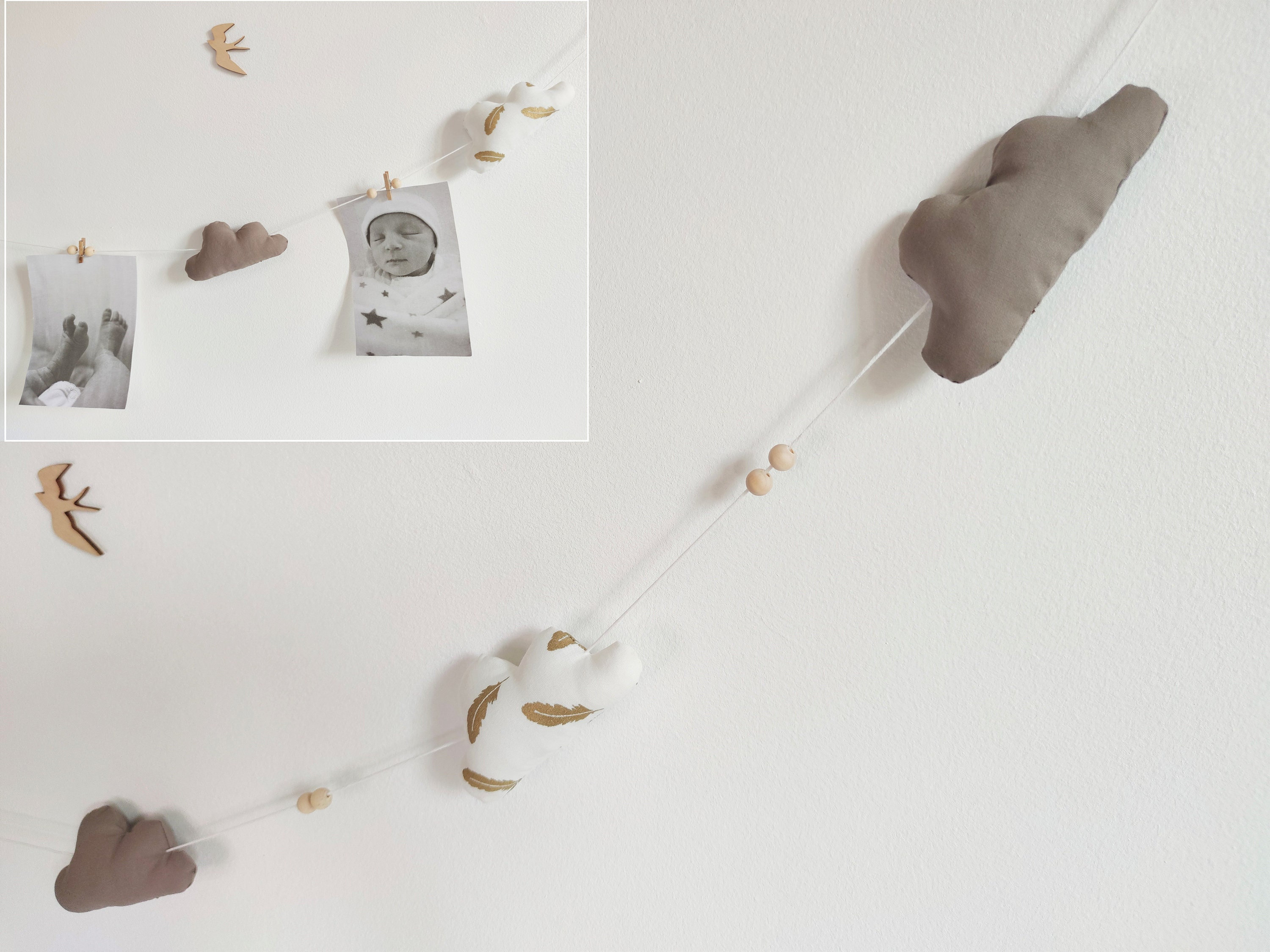 Guirlande Marron Doré Porte Photos en Coton Pour Décoration de Chambre d'enfant ou Bébé