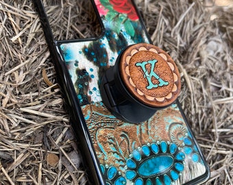 Tooled Leather Phone Grip