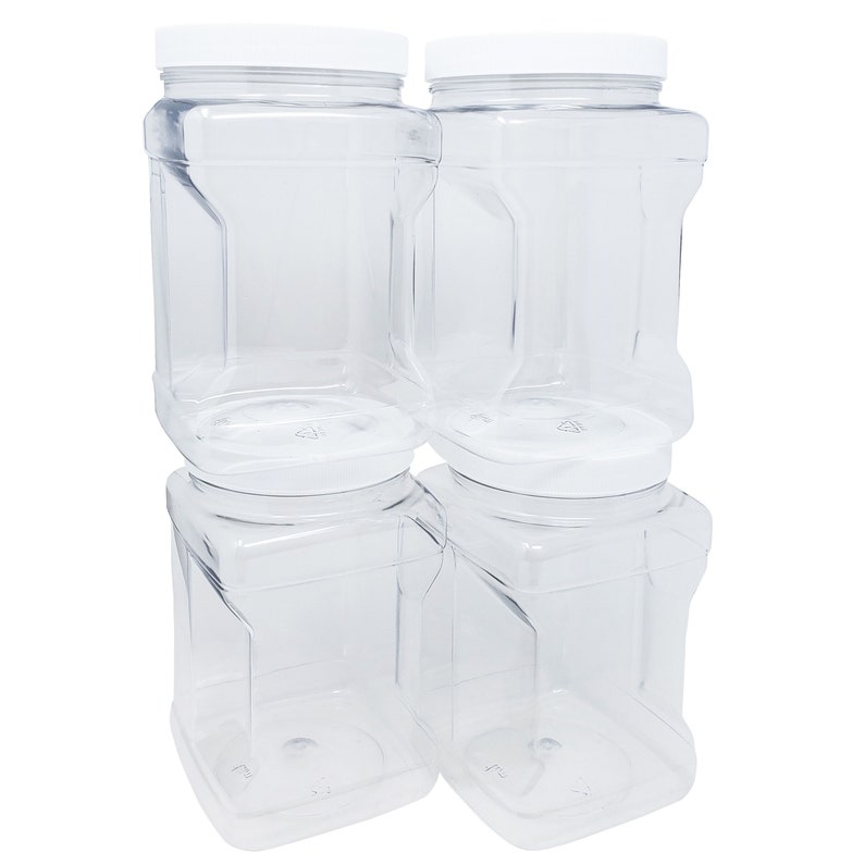 Kelkaa 64oz Clear PET Plastic Square Wide Mouth Jars With Grip Etsy