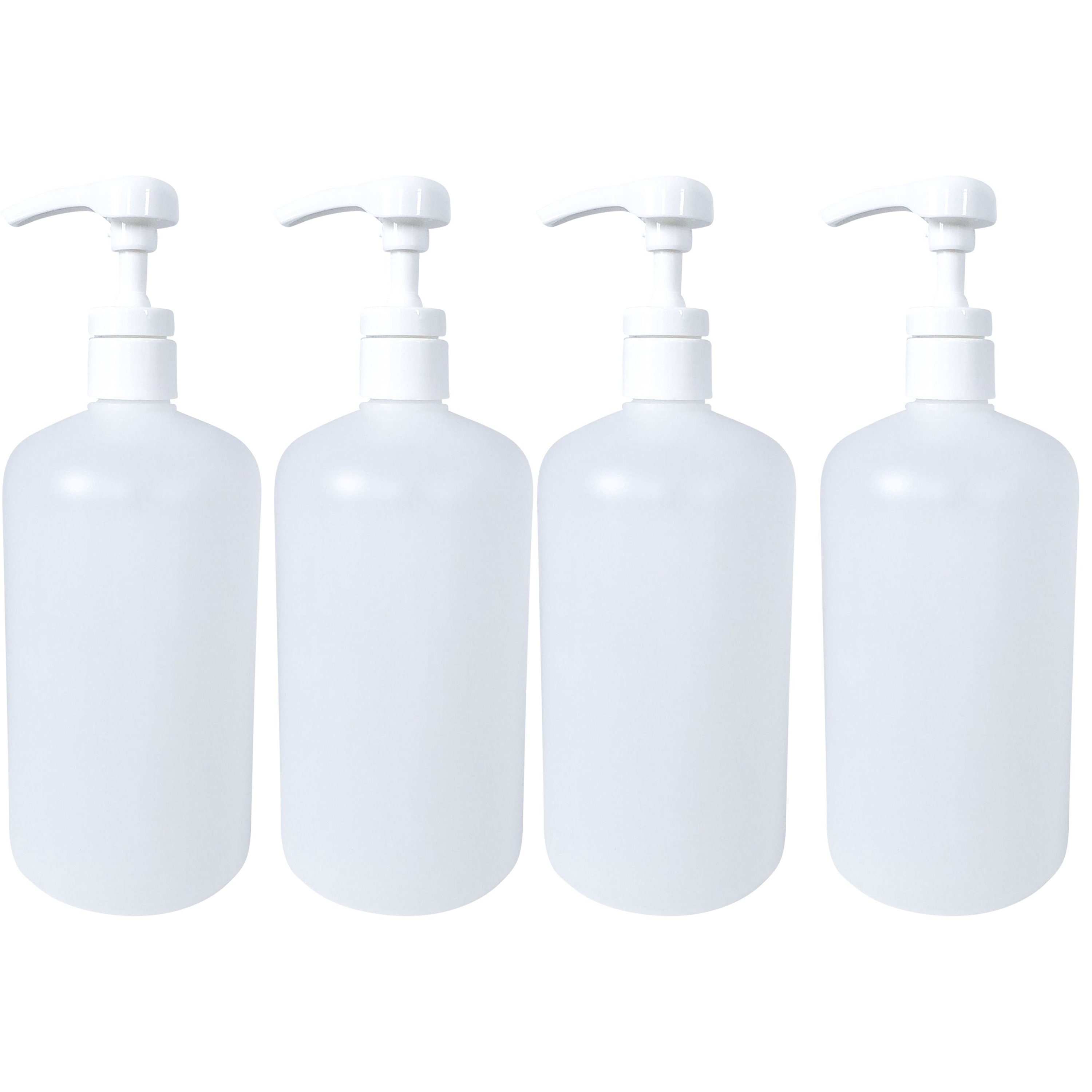 Kelkaa 32 Unzen Boston Runde Plastikflaschen mit weißer industrieller glatter Lotion-Pumpe für Shampoo, Conditioner, Körperseife, Lotion (4er Pack)