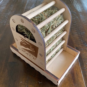 Daily Bale Hay Feeder  - Small Pet Hay Rack - Refillable with Mini Hay Bales - Keep Bun's Hay Tidy! Easy to Refill and Keeps Bunny Busy!