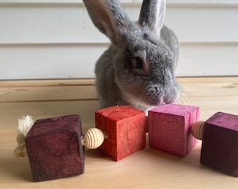 Berry Balsa Fling -  Fruity Rabbit Chew Toy - Four Organic Berry Flavors on Huge Bunny Balsa Blocks - Tons of Chewing Fun for Bun!