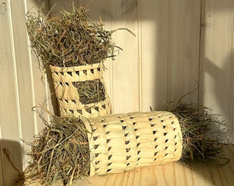 Hay Tunnel Roller Forage Toy - Natural, Edible Tunnel Filled with Fresh, Fragrant Timothy and Orchard Grass Hay to Keep Bunny Busy!