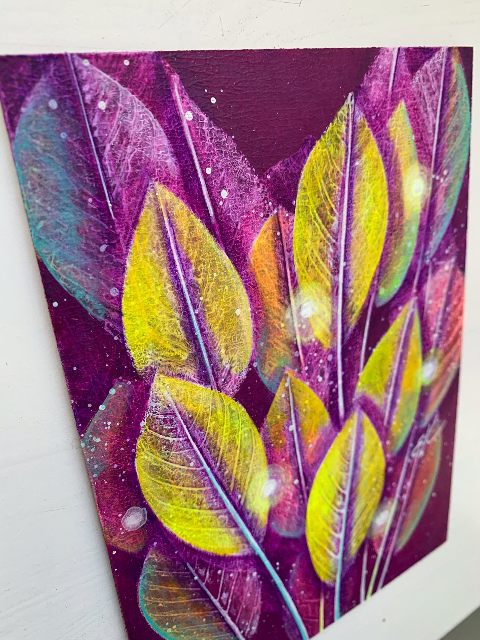 Magic Forest Leaves Painting Leaves Print Painting on Board Etsy