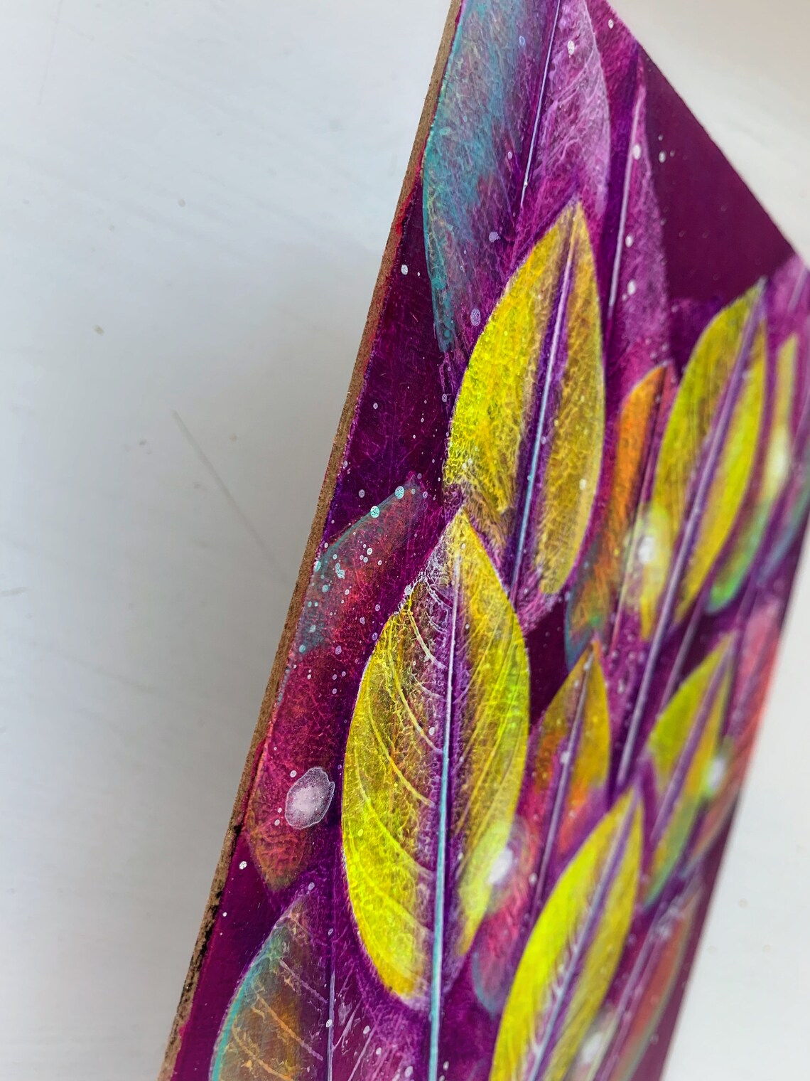 Magic Forest Leaves Painting Leaves Print Painting on Board Etsy