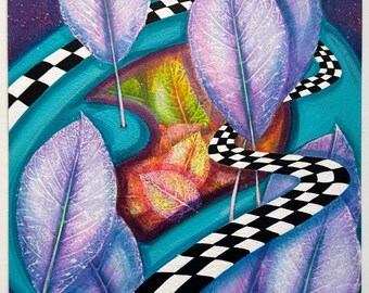 Colorful dreams Purple leaves painting Wonderful garden Botanical painting Leaves impressions painting Surrealism