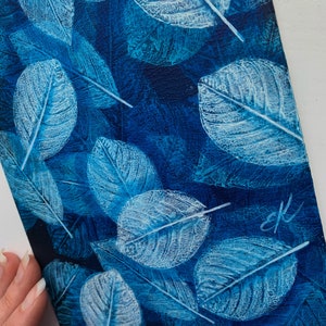 Peinture de feuilles d'océan Peinture imprimée de feuilles bleues profondes à bord image 6