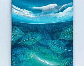 The Lights of the Ocean painting Leaf impressions painting Ocean painting on canvas
