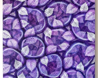 Dive into purple / Original acrylic painting on canvas / Botanical art / Purple leaves painting