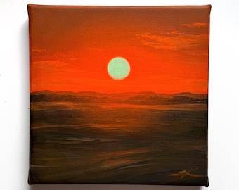 To feel the sunset painting Orange painting Sunset painting Small sunset painting Landscape art