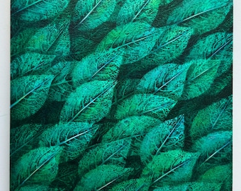 Depth green leaves painting Green Blue leaves painting Botanical painting Minimalism painting Leaves impressions painting