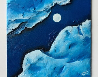 Peinture acrylique de texture de rivière de lune