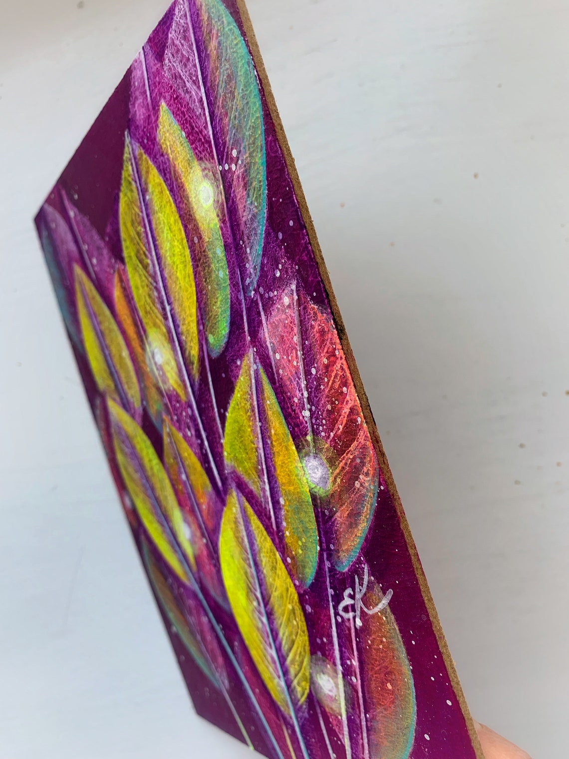 Magic Forest Leaves Painting Leaves Print Painting on Board Etsy