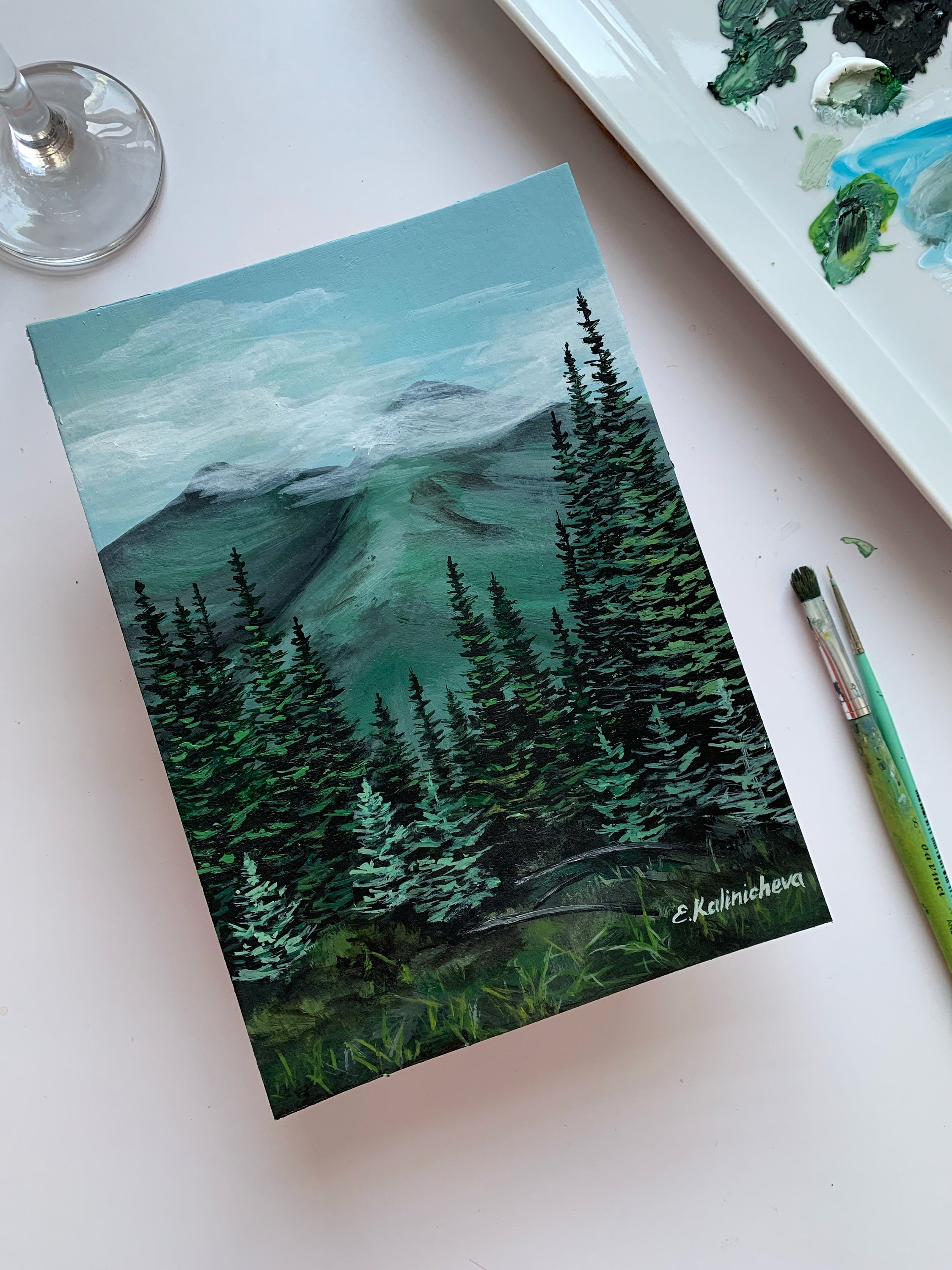 Parque nacional olímpico Pintura de paisaje original sobre | Etsy