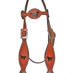 Headstall Brow band with stainless steel hardware and silver type silver spots