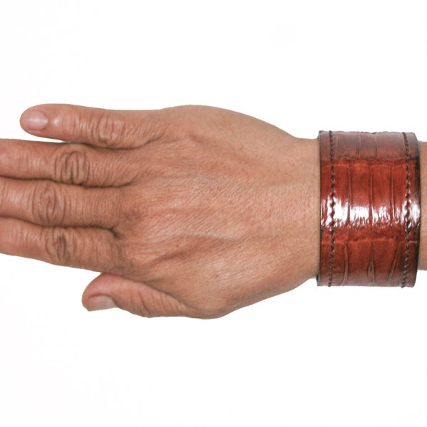 leather cuff or Bracelets Real Alligator and Kangaroo lined