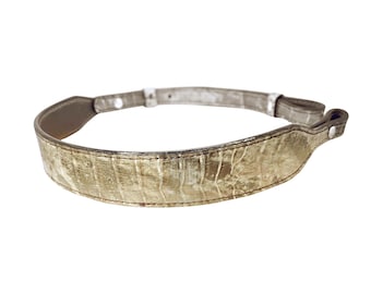Cabestrillo de piel de cocodrilo auténtico en beige camuflaje