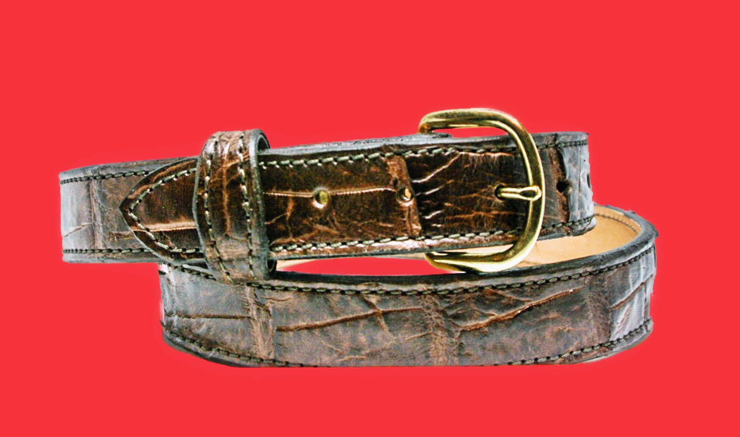 Brown Genuine Alligator Crocodile Leather Belt for Eagle H LV Buckle size  36-41