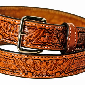 English bridle leather with Eagles in 3 colors Black, London tan and brown