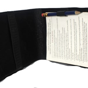 Porte-cartes de score de golf long, noir, en cuir