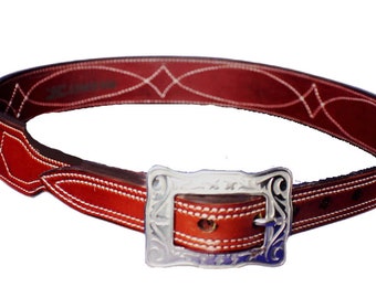 heavy-duty leather gun belt with stainless steel buckle