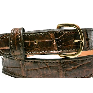 Alligator Belt custom handmade Real Alligator belt 1&quot;- 1 1/4&quot; or 11/2&quot; wide 30 to 50 inches long Black, Brown  or Congac