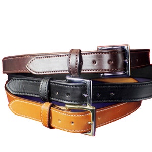 LEATHER BELT, HANDCRAFTED, Herman Oak English Bridle leather sewed and in three colors