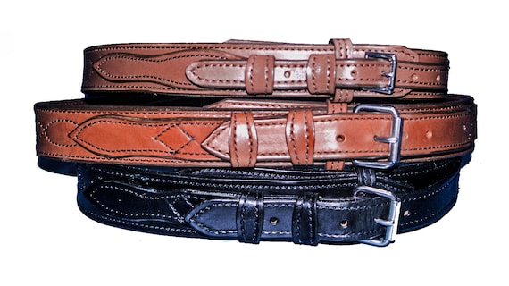 Leather Gun belt Ranger 10-12oz English bridle leather 5 oz latigo leather backing making 15 to 18 oz gun belt by far the best on the market