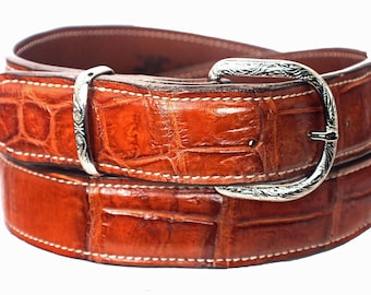 Leather Alligator Dress Belt, designed for both men and women.
