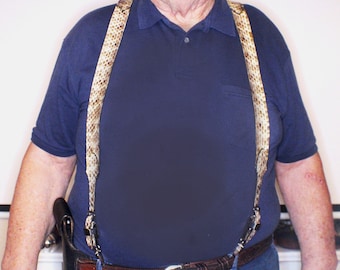 Leather Suspenders Rattlesnake with stainless steel buckles
